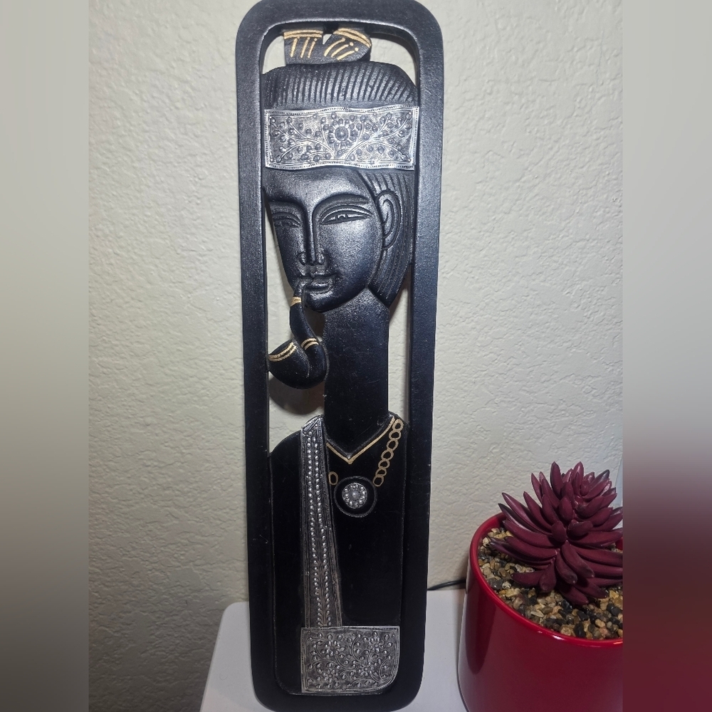 Vintage Wall Decor Handmade Wood & Metal Accent Black/silver